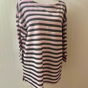 Striped Pink and Black Women's Top